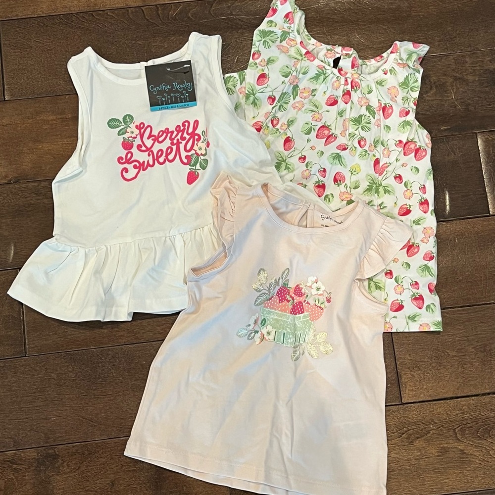 Berry Sweet Kids Sleeveless Tops - White and Pink